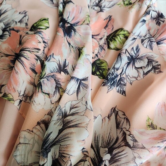 Eliza J Maxi Dress Womens‎ 18 Pink Floral Ruffle High Low Blush V-Neck Spring - Picture 15 of 16